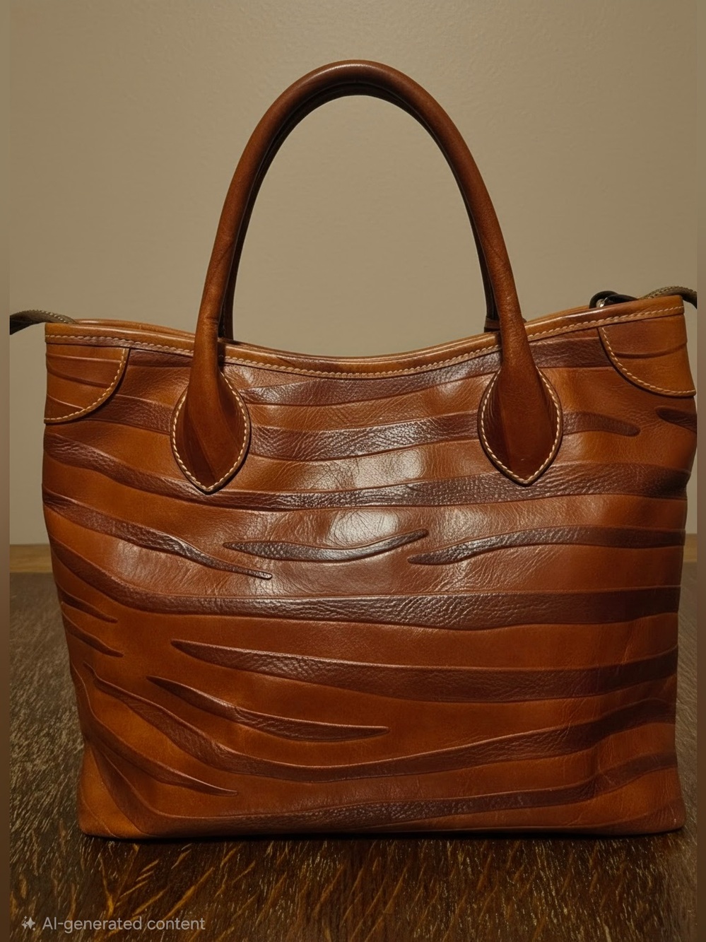 Dooney & Bourke Zebra Leather Satchel Cognac Brown - Picture 2 of 8